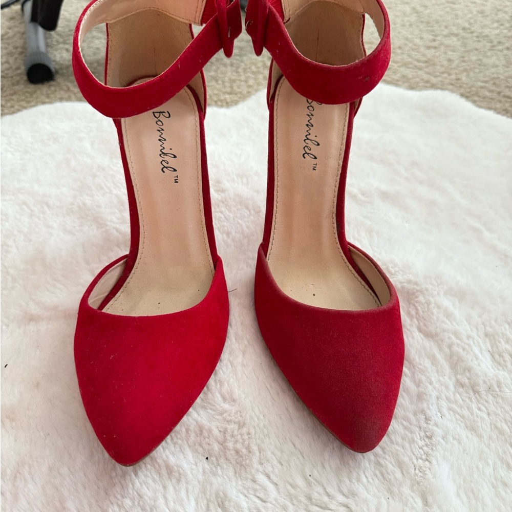 Red Ankle Strap Stiletto Heels – Size 7